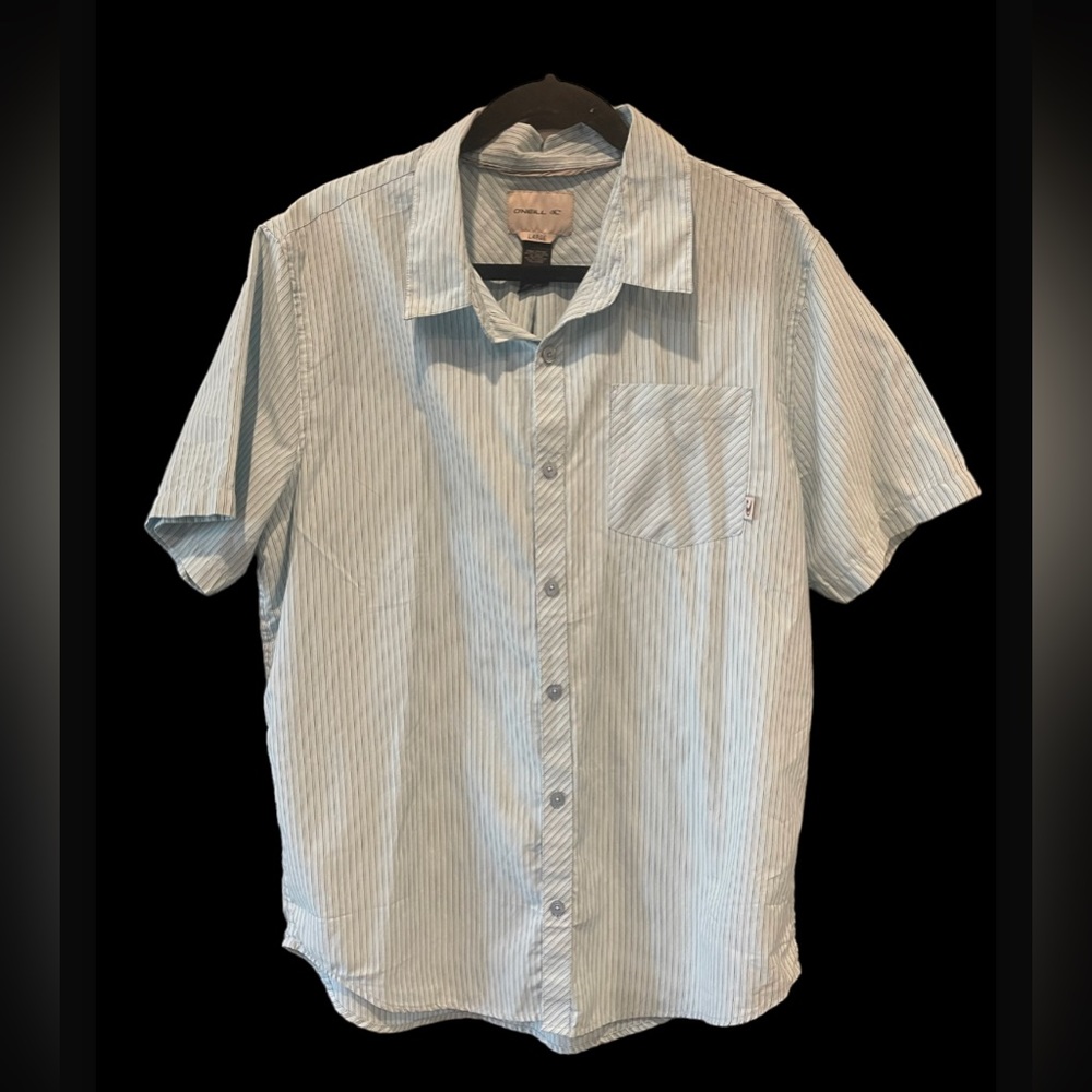 O’Neill Mens Short Sleeve Light‎ Blue Button Up Shirt Large